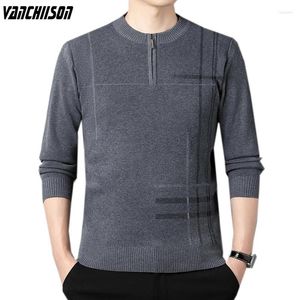 Men's Sweaters Men Sweater Jumpers Knit Tops Pullover Thick For Autumn Winter Crossed Stripes Male Fashion Casual Clothing 00351