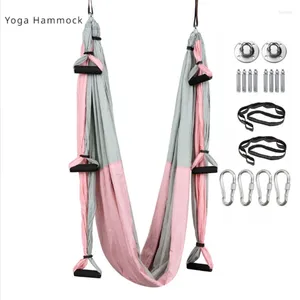 Camp Furniture Aerial Yoga Hammock Full Set For Inversion Exercises Trapeze Extension Antigravity Ceiling Hanging Swing / Air Hammocks