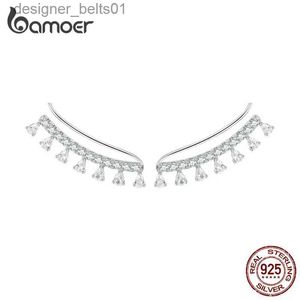 Stud Bamoer 925 Sterling Silver Exquisite Zircon Ear Hooks Small Pendant Stud örhängen för kvinnor Birtay gåva Fina smycken BSE758C24319