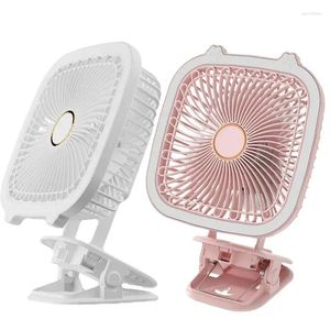 Dekoratif Figürinler 4 1 masaüstü şarj edilebilir klips fan Ultra Sessiz Mini Öğrenci Yurt Katlanabilir Taşınabilir USB LED Işık