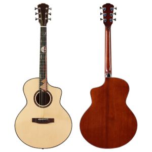 Gitarr full solid akustisk gitarr 41 tum gran trä topp 6 sträng hög glans finish sapele backplan folk gitarr