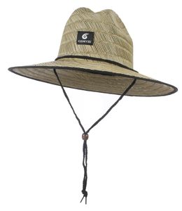 Clássico trabalho manual feminino masculino salva-vidas chapéu de palha verão praia chapéu de sol ao ar livre aba larga panamá feminino 240309