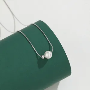 Ожерелья с подвесками VC26, стерлинговое серебро S925, жемчужное ожерелье, женское простое двойное ожерелье с бусинами, цепочка на ключицу, личность