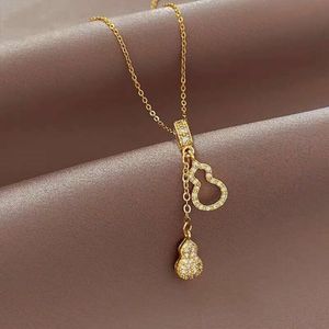 Tassel Micro Inlaid Diamond Double Gourd Necklace for Women