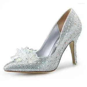 Dress Shoes 34-43 Sequin High Heels Wedding Women Rhinestone Crystal Thin Heel Pointed Bridal