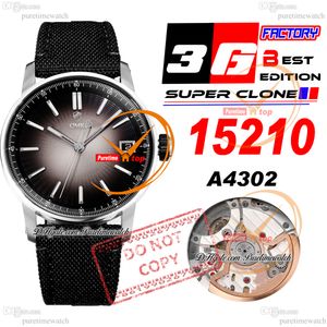 Code 11.59 15210 A4302 Automatic Mens Watch 3GF 41mm Steel Case Black Gray Index Textured Dial Nylon Leather Strap Super Edition Puretimewatch Reloj Hombre