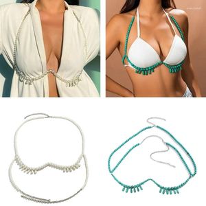 Cintos Artificial Pearl Body Chain Chest Party Nightclub Shinning Jóias Branco / Verde para Mulher Meninas