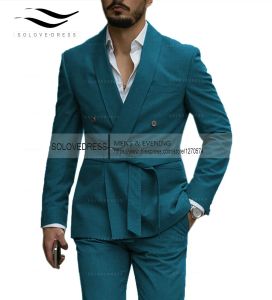 Suits 2024 Nya herrar blazer luxery designerstyle western skräddarsydd dräkt lapel bälte smoking gentleman textur fast färg unik design