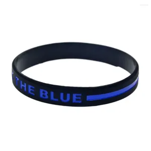 Charm Bracelets 50 Pcs Back The Blue Line Silicone Wristband Rubber Bangle Black Adult Size