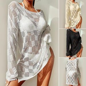 Abito da protezione solare lavorato a maglia scavato in stile europeo e americano Copricostume da bagno bikini Copricostume da spiaggia aderente sexy