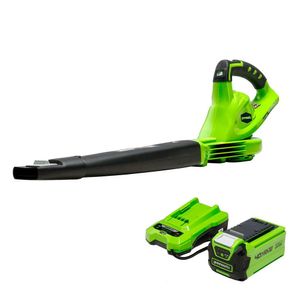 Greenworks 40V Cordless Leaf Blower with Battery and Charger, Electric Power Source