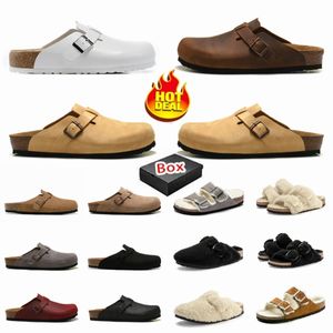 2024 New Designer Slippers Bostons Clogs Slipper Sandals Summer Cork Flat Slides Leather Favourite Beach Clog Big Headn Sandal Fashion size 36-45 dff