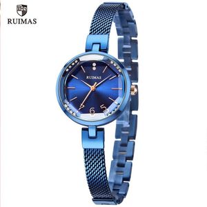 Ruimas Women's Simple Analog Blue Watches Luxury Top Brand Quartz Watch Ladies Woman Water Resistant Wristwatch Relogio Girl 330y