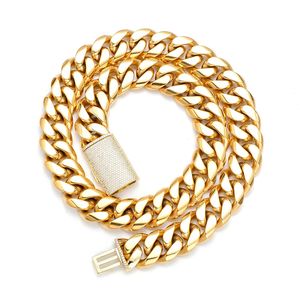 Miami Cuban Link Chain Men Designer Armband Men 12mm 14mm Bred 18K Gold Chain Micro Inlaid Moissanite Diamond in Buckle Rapper Hip Hop SMEEE samy Kvinnor Anpassar gåva