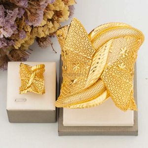 Bracciale arabo grande anello in rame placcato oro braccialetto africano di lusso per le donne Anello regolabile nuovi gioielli da sposa alla moda per regalo 240319