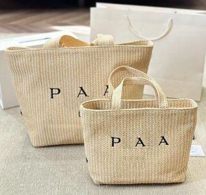 Tow Size Raffia Straw Woven Shopping Designer Handväska stor kapacitet Tote Axel Summer Beach Weekend Vacation Designer Travel Bag Top Quality