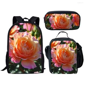 Rucksack Harajuku Flower Bird Space 3D-Druck 3 Stück/Set Schüler Schultaschen Laptop Daypack Lunchtasche Federmäppchen