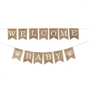 Party Decoration 5.6m 13pcs Jute Hanging Letter Flags Welcome Baby Shower Baby's Born Happy Birthday Home