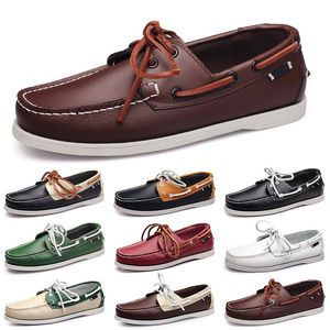 Sapatos casuais masculinos preto lazer prata taupe dlives marrom cinza vermelho verde andando baixo macio multis couro masculino tênis ao ar livre formadores sapatos de barco respirável AA017