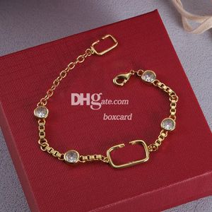 Luxury Gold Chain Bracelets Designer Charming Crystal Chains Letter Stamped Bracelets With Gift Box