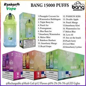 Bang King Puff 15000 15K Puffs E Cigarettes Kit Authentic Elf Box Disposable Vape Pen Mesh Coil Rechargeable 650mAh Battery Vapers 0% 2% 3% 5% 22 Colors Vaporizers