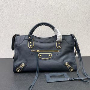 Motorradbeutel Ziegenhaut Designertaschen Echte Leder -Tasche Frauen Handtasche Crossbody Modetrend Damen Niete Dekoration mit Spiegel 7a