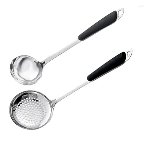 Spoons 2 Pcs Stainless Steel Soup Ladle&Skimmer Slotted Spoon With Heat Resistant Long Handle For Kitchen Or Restaurant 14 Inc