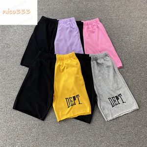 GA Depts Splicing letras de colisão de cores simples preto roxo rosa cinza amarelo algodão solto versátil masculino e feminino verão praia casual moda shorts