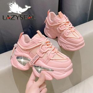 Boots Women 8cm Wedge Heel Women Shoes Spring Lace Up Classic Ladies Sneakers Boots Pink Casual Shoes Bling Sole Breathable Footwear