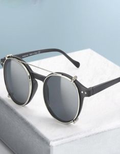 Zenottic retro steampunk clipe redondo em óculos de sol das mulheres dos homens dupla camada removível polarizada uv400 lente óculos de sol com caixa 220503799346