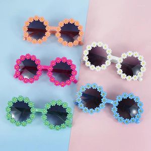 Украшение вечеринки, 6 цветов, модные детские солнцезащитные очки с круглыми цветами, милые детские спортивные очки с маргаритками для девочек, солнцезащитные очки на открытом воздухе