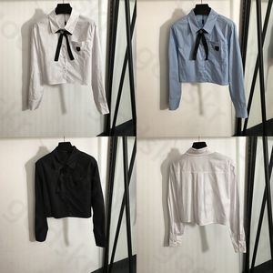 Metal Triangle Lapel Shirt Women Summer Thin Long Sleeved Shirt Jacket Bow Short Button Up Shirt Sun Protection Jacket