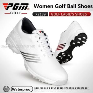 Skor PGM 2020 Ladies Golf Shoes Breattable Waterproof Sneakers Womens Lightweight Spikes Antislip Golf Shoes Soft Comfort Trainers