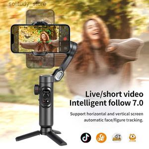 Stabilizers Handheld universal joint intelligent AI facial tracking 3-axis mobile phone video recording PTZ stabilizer TikTok travel Foldabl Q240320
