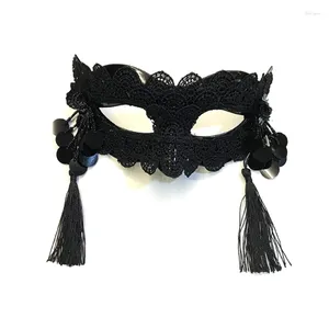 Forniture per feste Maschera di pizzo Fiore cavo nero da donna Velo misterioso Full Face Squisito adatto Masquerade Accessori sexy di Halloween