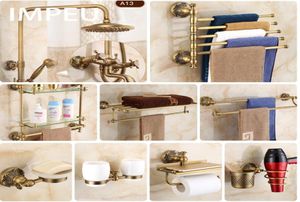 Antique Bronze Bathroom Accessories Allinone Package Towel Bar Towel Ring Toilet Brush Holder Robe Hook Hair Dryer Holder L8048058