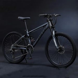 自転車24/26インチソフトテールフレームマウンテンバイクDHダブルショルダーフォークMTBバイク21/24/27/30スピード自転車ホイールセット屋外サイクリング