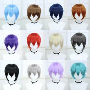 Synthetic Wigs Short Universal Synthetic Wig for Cosplay Party Dress Up with Bangs Cartoon Anime Play Costume Multi Color with Cap Daily Stage 240329