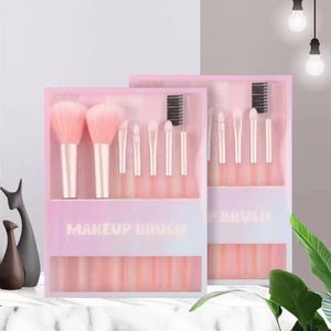 7 bitar av PVC Box Mini Half Sugar Jelly Makeup Brush Concealer Borste High Gloss Brush Portable Beauty Tools