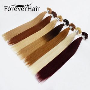 Extensions FOREVER HAIR U/ITip Nano Ring Remy Echthaar Extensions T Farbe seidig gerade professionelle Salon Fusion bunte Frisur