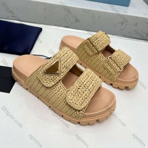 Designer sandália mulher crochê slides preto plataforma cunhas palha flatform chinelo verão conforto mule praia piscina duas tiras