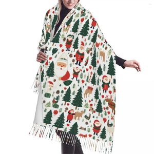 Scarves Luxury Santa Clause Christmas Holiday Gifts Tassel Scarf Women Winter Fall Warm Shawls Wraps Female Fashion Versatile