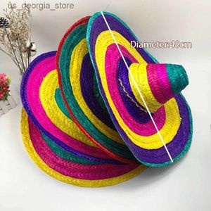 Wide Brim Hats Bucket Hats Outdoor Carnival Sombrero Mens Party Mexican Hat Natural Str Sun Hat Wide Brim Bana Toilet Hat Adjustable Vintage Hat Y240319