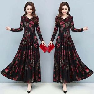 Casual Dresses Dress Autumn Large Size Fashion Long Sleeve Ageing Woman Vestido De Mujer Femme Robe