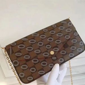 حقيبة مصممة صليب الجسم حقيبة مغلف 3piece 3piece Multi Felicie Pochette Chain الأكياس النساء رجال رسول مصمم مصمم مصمم بني زهرة الجلود