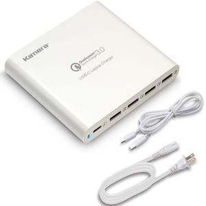 Stazione di ricarica desktop per laptop USB C 80W, Caricatore adattatore di tipo C di tipo C a 5 porte per Apple MacBook Pro, HP Specter, Chromebook, Porte USB QC3.0 per Galaxy iPhone iPad e altro