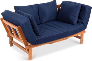 Camp Furniture, umwandelbares Futon-Sofa aus Akazienholz für den Außenbereich, für Terrasse, Balkon, Pool, Hinterhof, mit ausziehbarem Tablett, abnehmbar, wetterfest