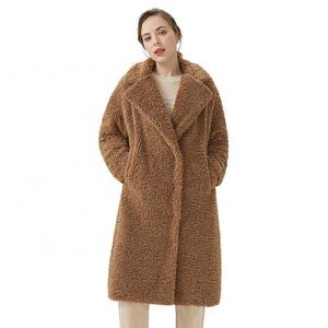 Cappotto personalizzato all'ingrosso da donna, giacca in pile di pecora, orsacchiotto lungo