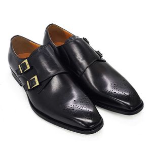 HBP Non-Brand Hochwertige handgefertigte formelle Slip-On-Schuhe mit doppeltem Monk-Riemen und niedrigem Schnitt für Herren