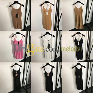 Sexy Knitted Dress Summer Women Sling Dresses Letter Print High Elastic Slim Skirts Ladies Tight Knits Dress Party Skirts